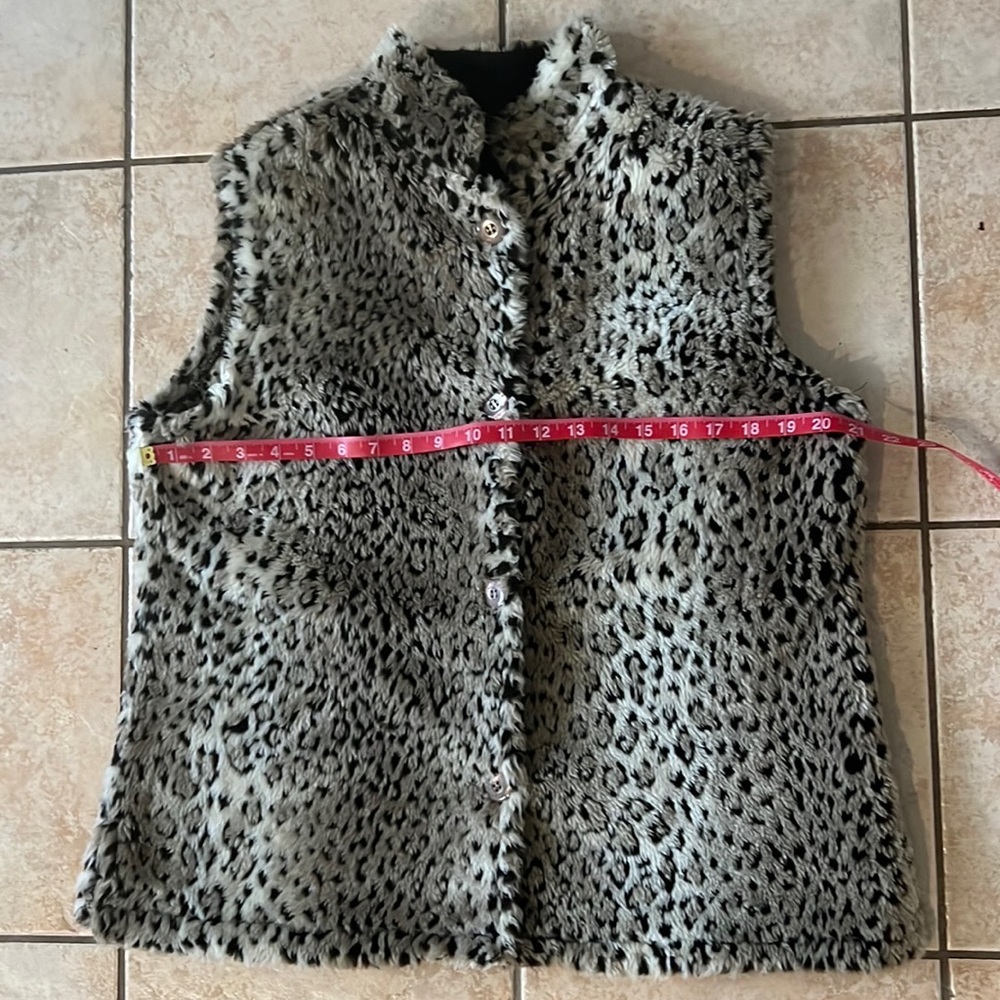 Coldwater Creek Faux‎ Fur Leopard Print Vest, Sz Large - Picture 8 of 9